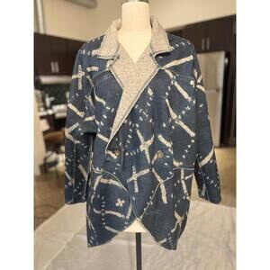 Burton Poncho Cardigan Jacket Sweater Blue Aztec Western One Sz Fits All